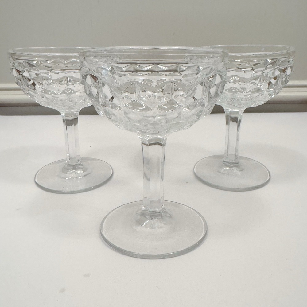 Fostoria American Clear Tall Sherbet‎ Champagne Glass 4.75 in Set of 3